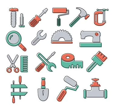 Linear icons tools Stock Illustration