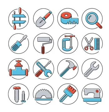 Linear icons tools Stock Illustration