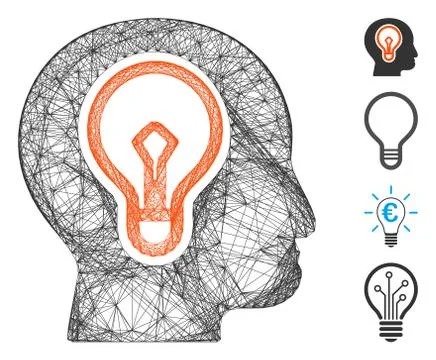Linear Idea Bulb Vector Mesh 스톡 일러스트