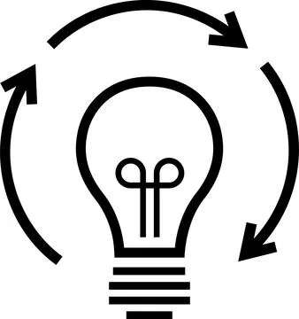 Linear idea generation icon in form of lamp as an innovation concept Stock Photos