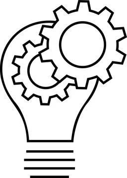 Linear idea generation icon in form of lamp as a concept of new vision Stock Photos