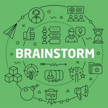 Linear illustration brainstorm Stock Illustration