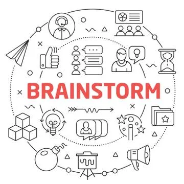 Linear illustration brainstorm Stock Illustration