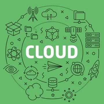 Linear illustration cloud Illustrazione stock