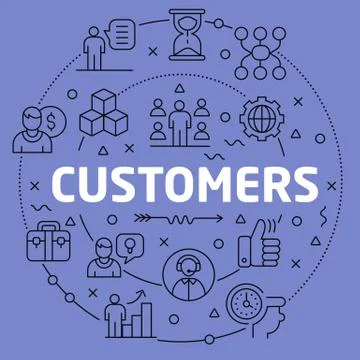Linear illustration customers Stock Illustration
