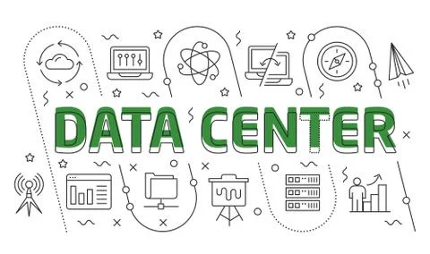 Linear illustration data center Stock Illustration