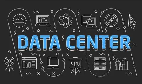 Linear illustration data center Stock Illustration