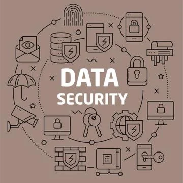 Linear illustration data security Illustrazione stock