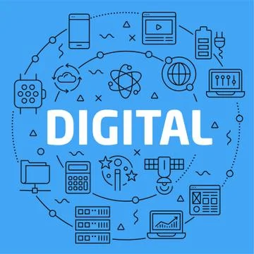 Linear illustration digital Stock Illustration