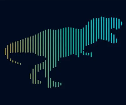 The linear illustration of a dinosaur. Logo Stock-Illustration