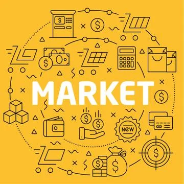 Linear illustration market Stock Illustration