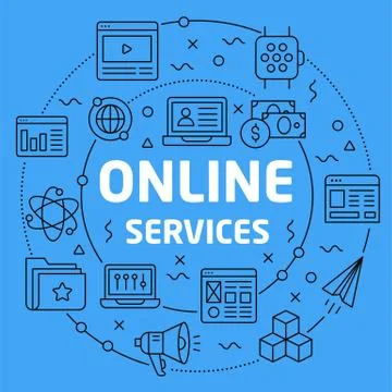 Linear illustration online services Stock Illustration