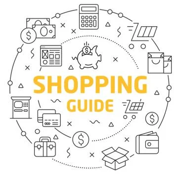 Linear illustration shopping guide Stock Illustration