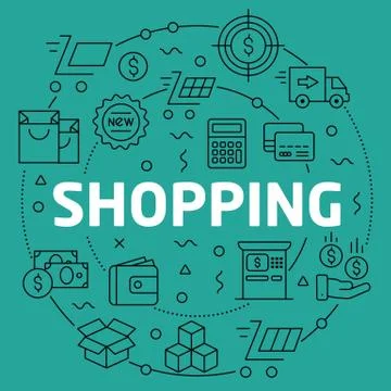 Linear illustration shopping Stock Illustration