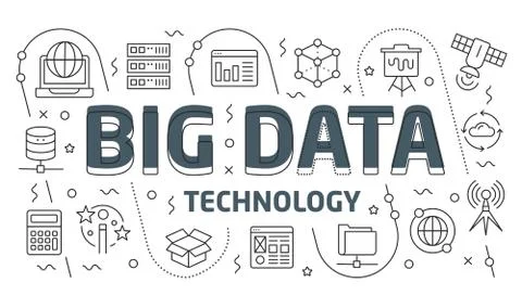 Linear illustration slide for the presentation big data Stock Illustration
