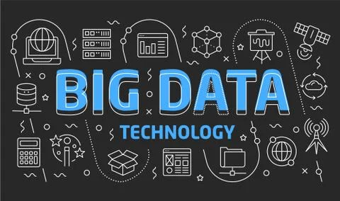 Linear illustration slide for the presentation big data Stock Illustration