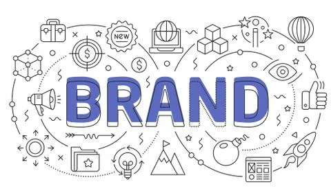 Linear illustration slide for the presentation brand Stock Illustration