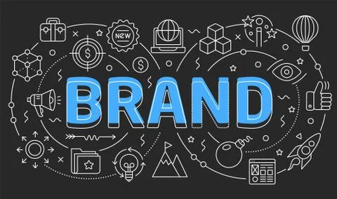 Linear illustration slide for the presentation brand Stock Illustration
