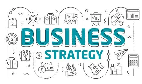 Linear illustration slide for the presentation business strategy Stock Illustration