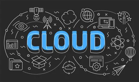 Linear illustration slide for the presentation cloud Stock Illustration