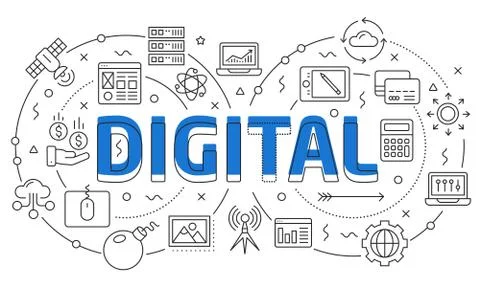 Linear illustration slide for the presentation digital Stock Illustration