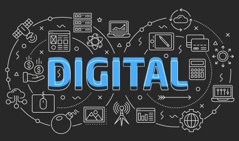 Linear illustration slide for the presentation digital Stock Illustration