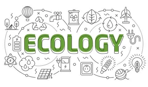 Linear illustration slide for the presentation ecology Stock Illustration