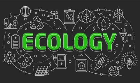 Linear illustration slide for the presentation ecology Stock Illustration