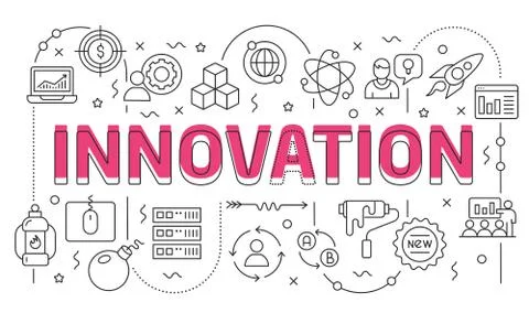 Linear illustration slide for the presentation innovation Stock Illustration