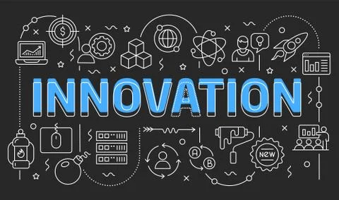 Linear illustration slide for the presentation innovation Stock Illustration
