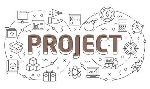 Linear illustration slide for the presentation project イラスト素材