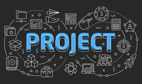 Linear illustration slide for the presentation project Stock Illustration