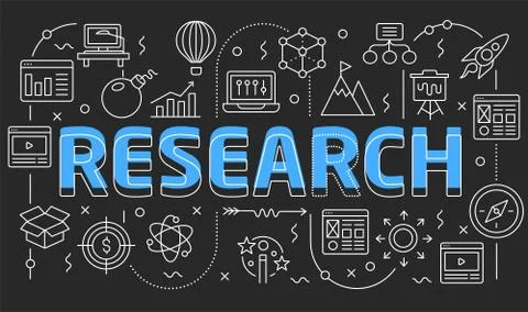 Linear illustration slide for the presentation research Stock Illustration