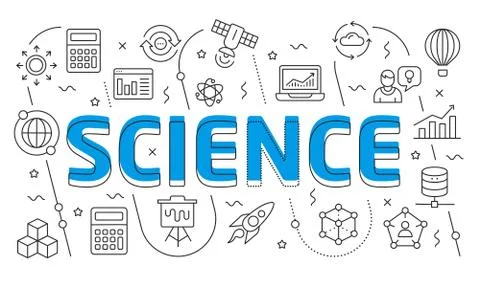 Linear illustration slide for the presentation science Stock Illustration