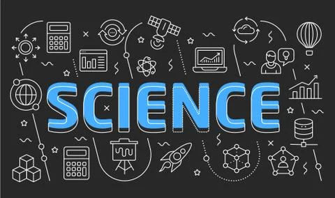 Linear illustration slide for the presentation science Stock Illustration
