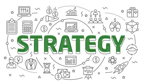 Linear illustration slide for the presentation strategy Stock Illustration