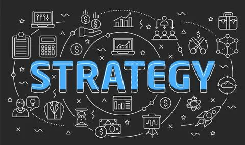 Linear illustration slide for the presentation strategy Stock Illustration