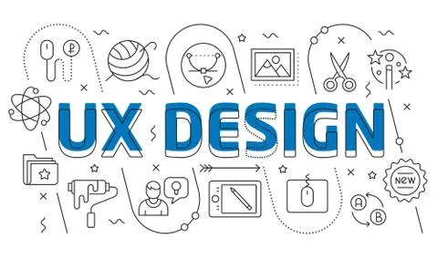 Linear illustration slide for the presentation ux design Stock Illustration