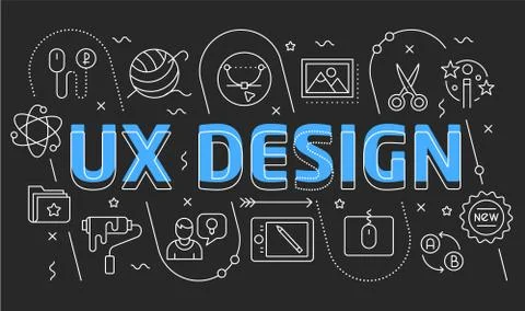 Linear illustration slide for the presentation ux design Stock Illustration