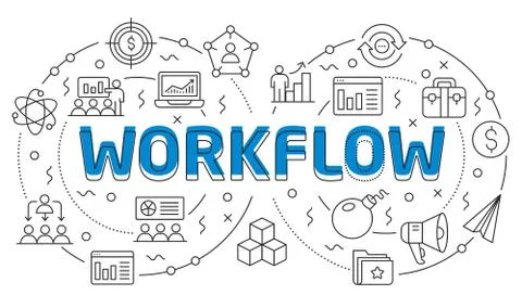 Linear illustration slide for the presentation workflow Stock Illustration