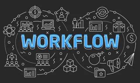 Linear illustration slide for the presentation workflow Stock Illustration