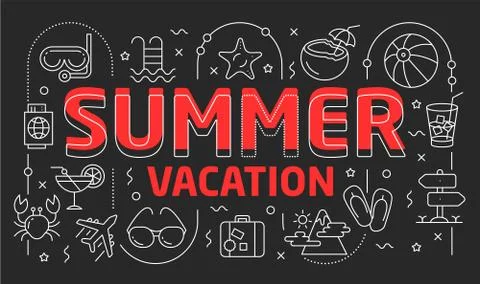 Linear illustration summer Illustrazione stock