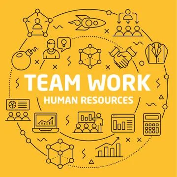 Linear illustration team work Stock Illustration