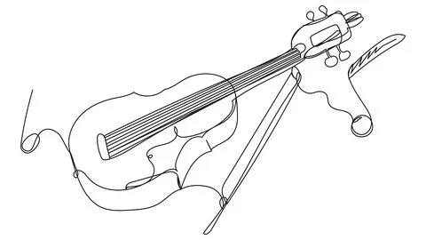 Linear illustration with a violin, on a white back. Stock Illustration