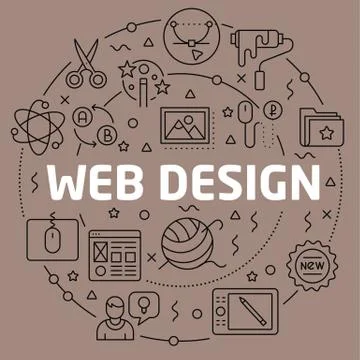 Linear illustration web design Stock Illustration