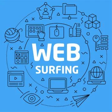 Linear illustration web surfing Stock Illustration