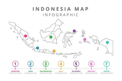 Linear indonesia map graphics Stock Illustration