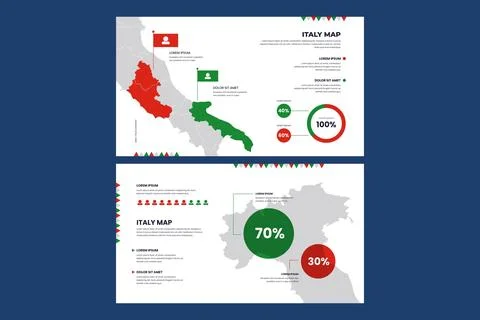 Linear infographic map of italy Illustrazione stock