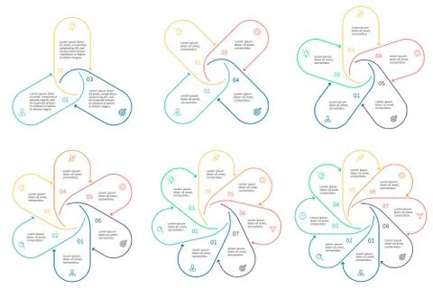 Linear infographics set. Diagrams for presentation. Stock Illustration