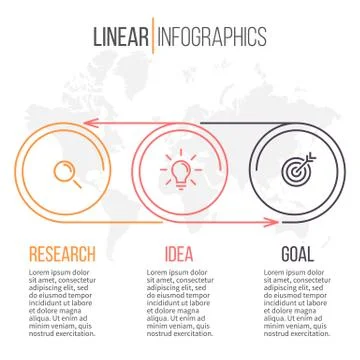 Linear infographics. Timeline with 3 steps. Stock Illustration